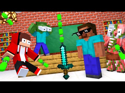 JJ and Mikey vs Mobs : BOTTLE FLIP Challenge and stupid jokes in Minecraft