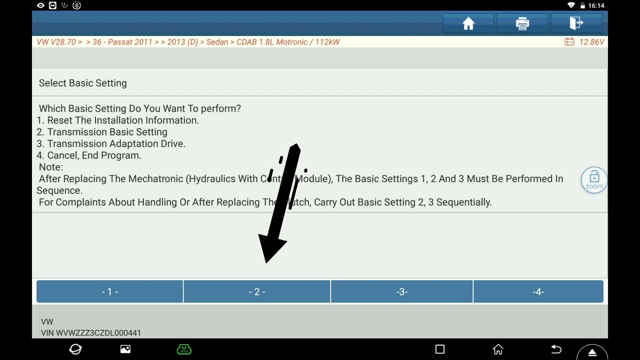 LAUNCH X431 GUIDE FUNCTION VAG DSG TRANSMISSION BASIC SETTING