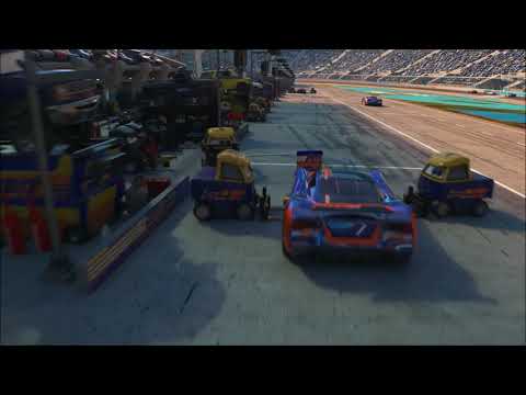 Cars 3 movie scene Thomasville,Florida 500,Rusteze Racing Center full view