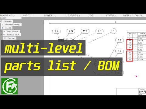 Fusion 360 - Multi-Level Parts List / BOM