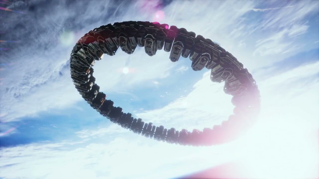 Circular UFO flying in earth orbit | Spiral alien ship | Copyright free video | Free stock footage