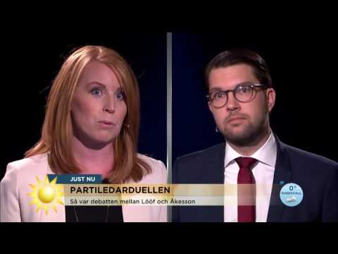 Hätsk duell mellan Lööf och Åkesson - Nyhetsmorgon (TV4)