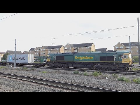 Freightliner Class 66 leaves Peterborough (10/6/22)