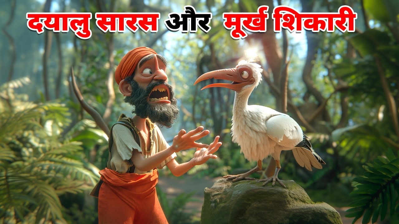 दयालु सारस और मूर्ख शिकारी | DAYALU SARAS KI KAHANI | HINDI STORIES | HINDI KAHANIYA | CARTOON STORY