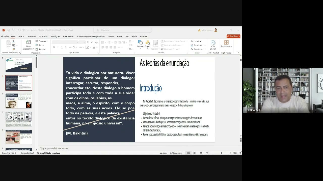 Aula 01 TEORIAS DA ENUNCIAÇÃO