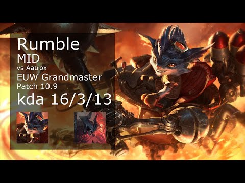 Rumble vs Aatrox Mid - EUW Grandmaster 16/3/13 Patch 10.9 Gameplay