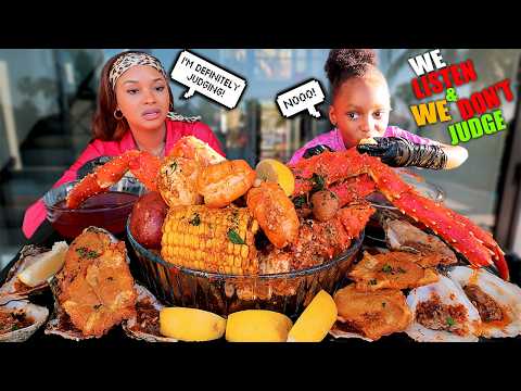2X SPICY SEAFOOD BOIL MUKBANG KING CRAB OYSTER & MEGA PRAWNS
