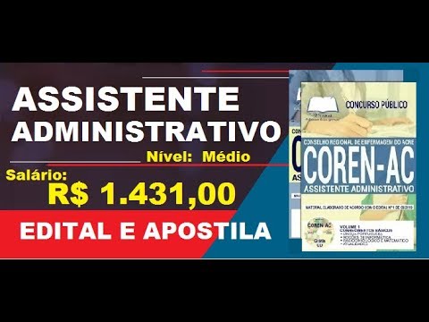 Edital Apostila Concurso COREN AC 2019 Cargo Assistente Administrativo