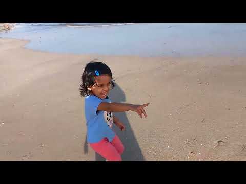 saatvi is enjoying in beach azaiba beach muscat