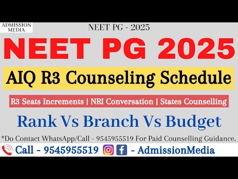 NEET PG 2025 | MCC Round 3 Schedule | AIQ Round 3 | States Round 3 Counselling | Seats Matrix