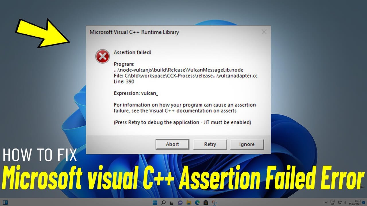 Fix Microsoft visual C++ Assertion Failed Error in Windows 11/10/8/7 | Adobe AI error Visual ✔️