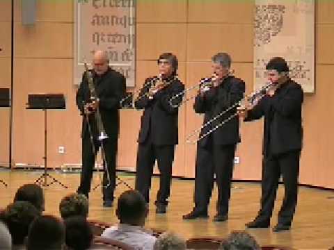 Slokar Quartet plays on reneissace trombones in Szeged