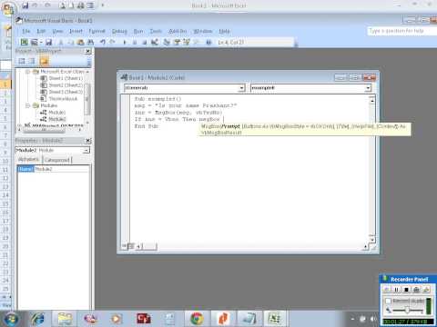 Excel VBA example 6: writing a sub procedure to authenticate an user