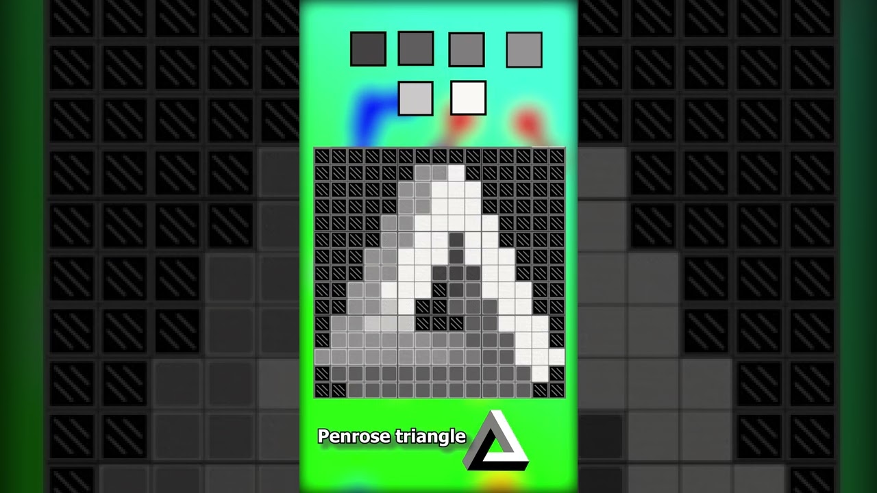 Penrose triangle in pixels with colors #shorts
