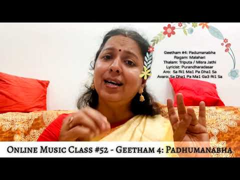 Online Music Class #52 - Geetham 4: Padhumanabha