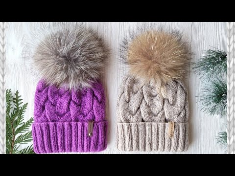 Шапка. Шапка косами. Коса из 18 петель.