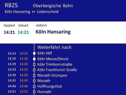 [DB Regio VAREO] Ansagen RB25 Köln Hansaring - Lüdenscheid