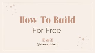 Sims 4 - How To Build For Free | Free Build Mode | Sims 4 Money Cheats | #basegame #tutorial #sims4