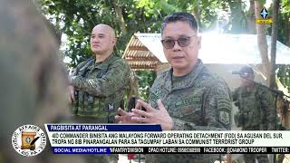 4ID Commander Binisita ang malalayong Forward Operating Detachment (FOD) sa Agusan del Sur, tropa ng 8IB pinarangalan para sa tagumpay laban sa communist terrorist group
