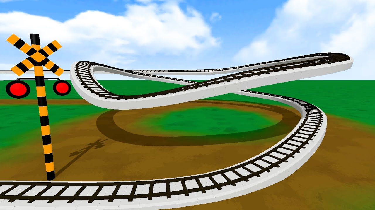 【踏切アニメ】まわる線路を走る電車【カンカンカン】 | Railroad Crossing Animation