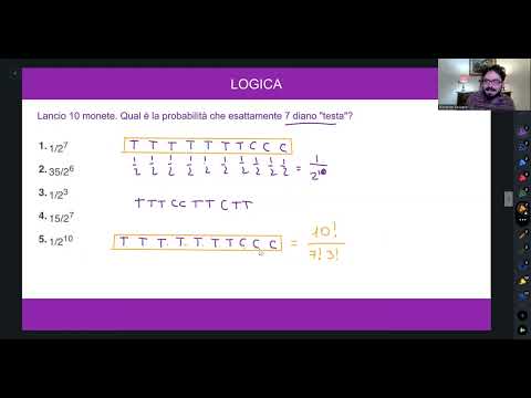 Lancio 10 monete. Qual è la probabilità che esattamente 7 diano testa? 🇦 1/2⁷ 🇧 35/2⁶ 🇨 1/2³ 🇩 15/2⁷