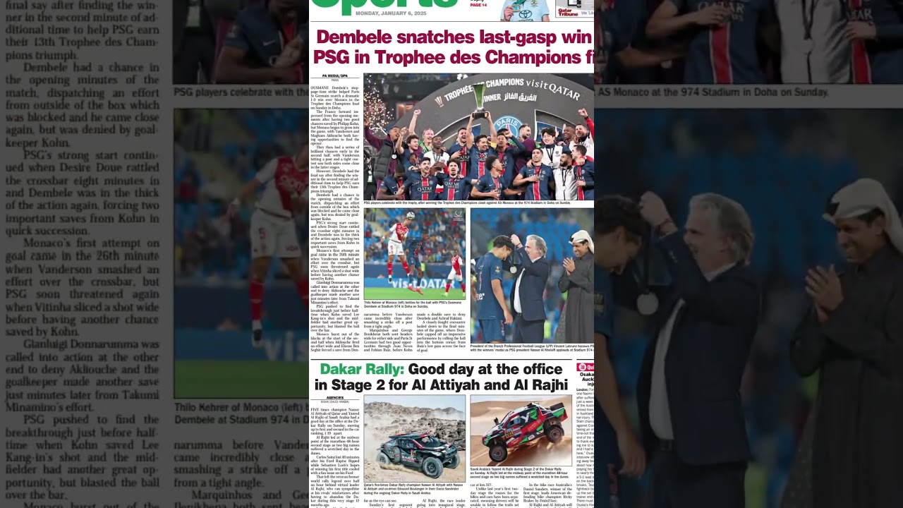 Greetings Monday, 6 January 2025https://www.qatar-tribune.com/PDF #news #businessnews #update