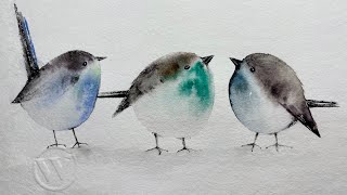Easy Cute Birds in Watercolor | Wet-on-Wet Technique