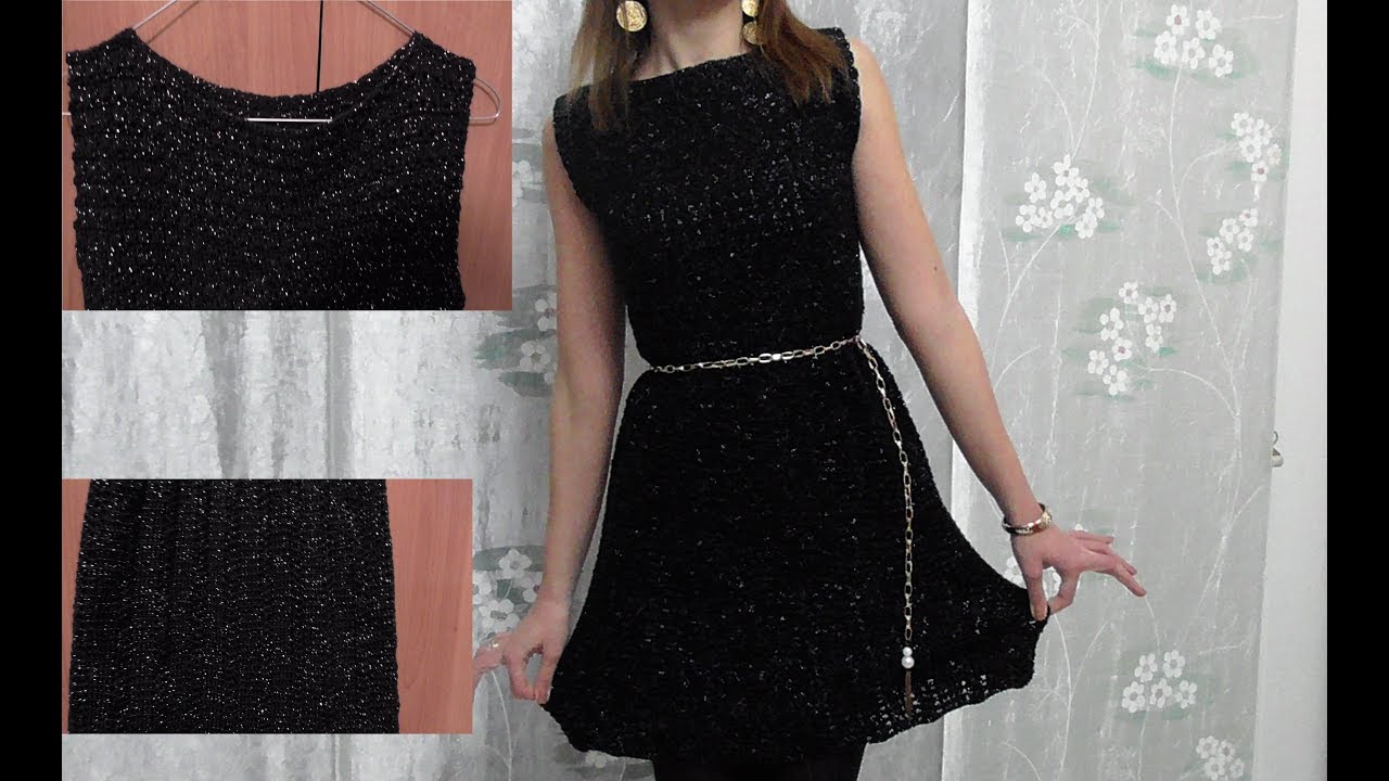 Vestito smanicato con gonna a campana