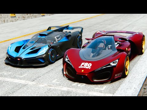 Bugatti Bolide vs Ferrari F80 Concept Remaster at Monza GP