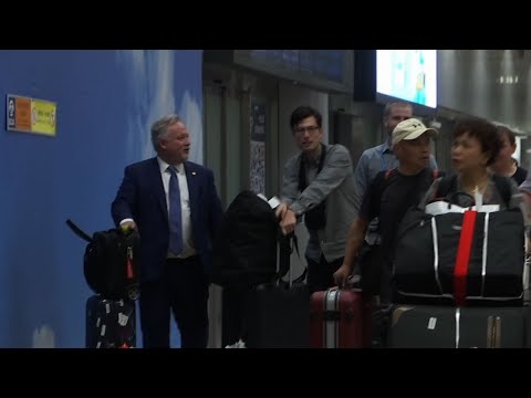 An Australian student released after a week in detention in North Korea arrived Thursday in Tokyo, after saying to reporters "very good" before leaving Beijing but without saying what happened. (July 4)