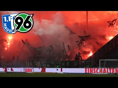 Pyro der Hannover-Fans in Magdeburg | FC Magdeburg - Hannover 96