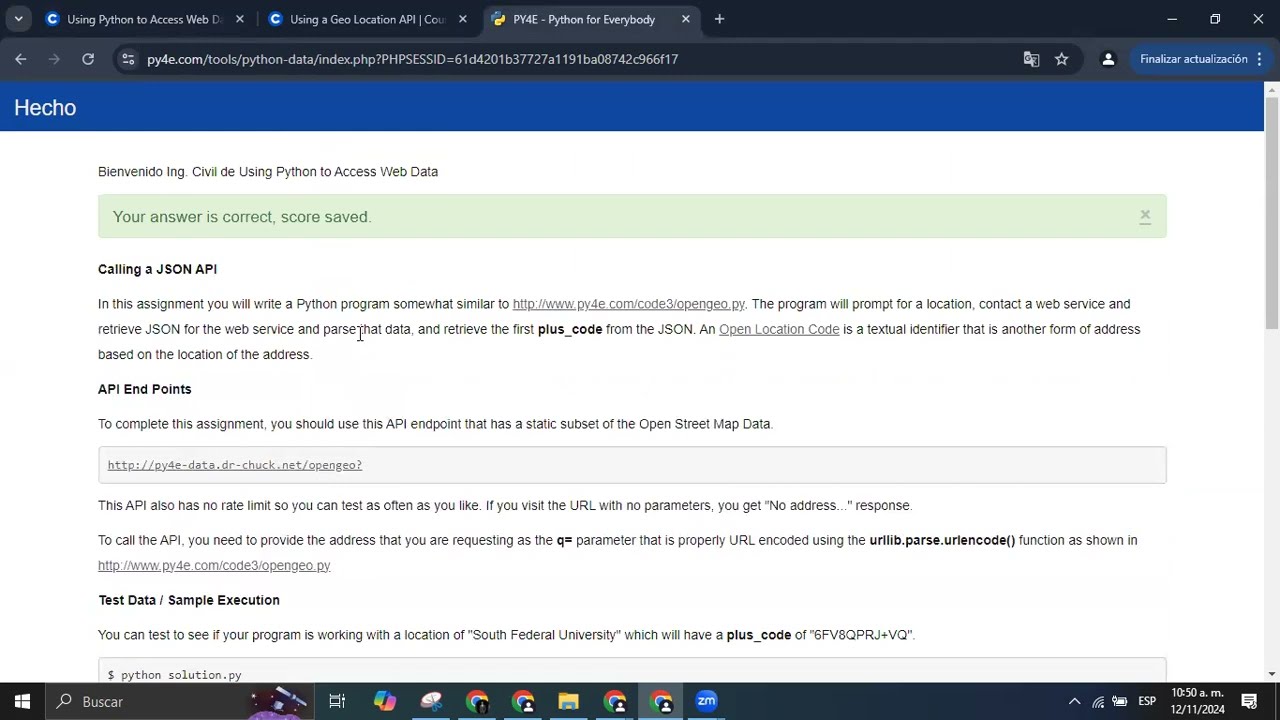 Using a Geo Location API - Using Python to Access Web Data - ISC Python