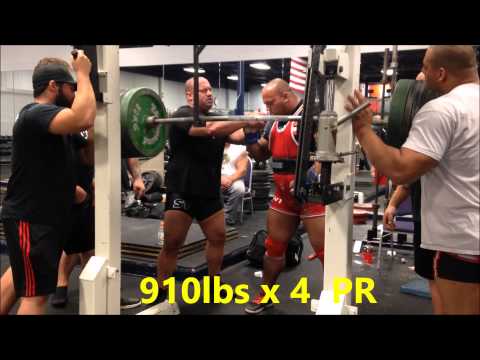 Eric Lilliebridge 910lbs/413kgs x 4 Raw w/ wraps PR (24 y/o @ 300lbs)