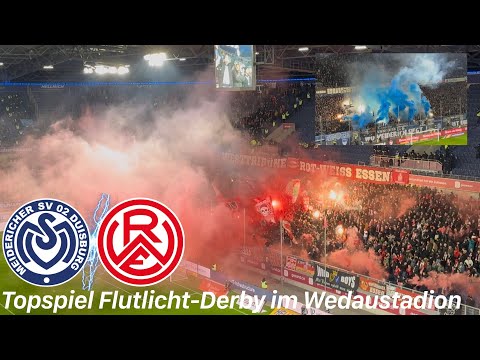 MSV Duisburg - Rot-Weiss Essen | große Pyroshows, Choreo & gute Stimmung beim Revierderby in Liga 3