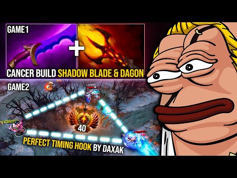 CANCER BUILD SHADOW BLADE + DAGON [GAME1] | RANK 40 DAXAK PUDGE ZERO DEATHS W/ TIMING HOOKS [GAME2]