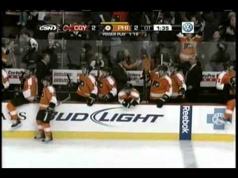 Mike Richards disallowed goal in overtime because of pronger waving his hand