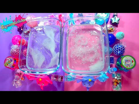 Mezclando Slime Bruno VS Ellie (Azul VS Rosa) - Supermanualidades