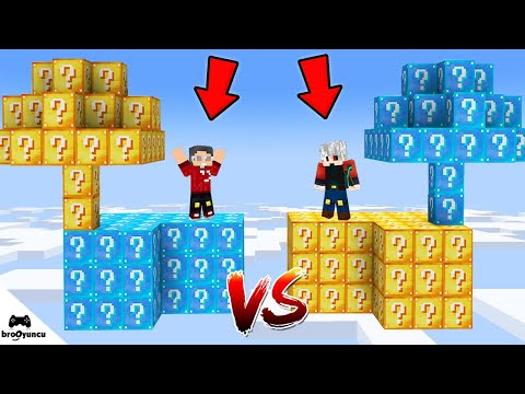 MİNECRAFT UÇAN ELMAS ADASI VS ALTIN ADASI ŞANS BLOKLARI SAVAŞI