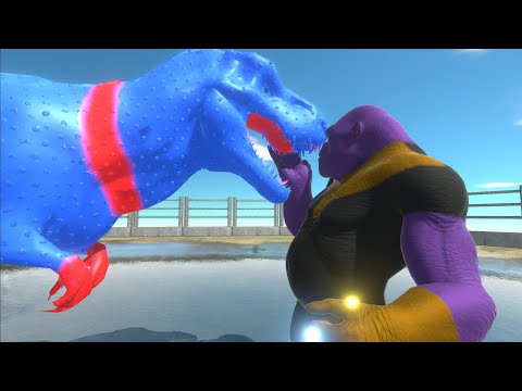 SUPERMAN T-REX VS THANOS GORO ARENA DEATH RUN - Animal Revolt Battle Simulator