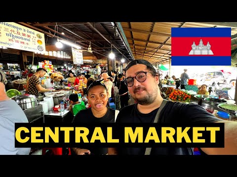 Exploring Central Market in Phnom Penh 🇰🇭 - Eating Local Cambodian Food