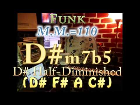 D#m7b5 Half-Diminished (D# F# A C#) One Chord Backing Track - Funk M.M.=110