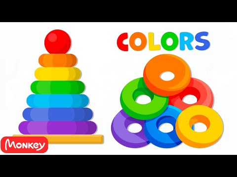 Learn Colors, Numbers, Fruits & Shapes️ 🌈🍒🍍Learn Colors with Color Stack Rings | Fun Learning Videos