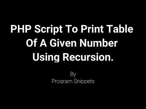 Php Script To Print Multiplication Table Using Recursion