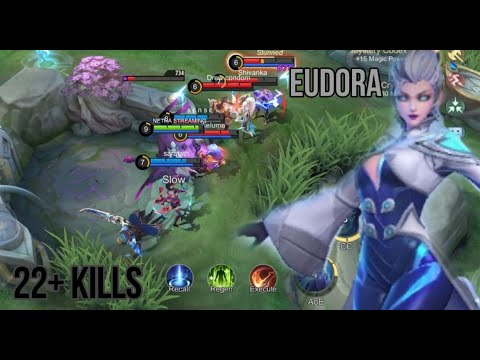 22 Kills + EUDORA MAXIMUM DAMAGE BUILD 100% BROKEN | BEST IN MOBILE LEGENDS