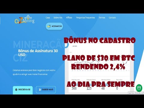 "SAIU" CIZMINING - Plano de $30 Dólares em Bitcoin de Bônus no Cadastro