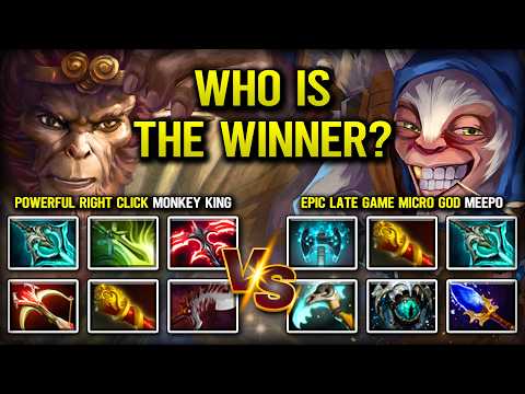 WHO IS THE WINNER? | Powerful Right Click Monkey King Facing Against Late Game Micro GOD Meepo DotA2