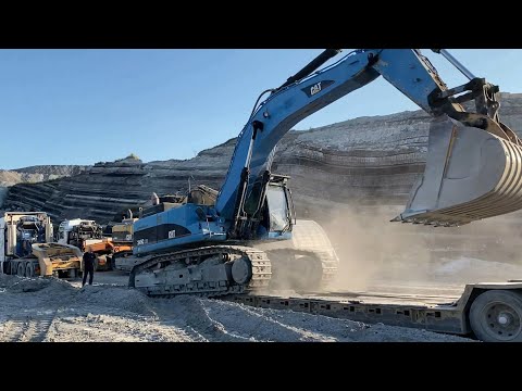 Transporting Two Caterpillar Excavators 365B And 345C - Fasoulas Heavy Transports