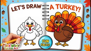 How to Draw a Turkey Step by Step! 🦃✏️ Easy Thanksgiving Drawing Tutorial