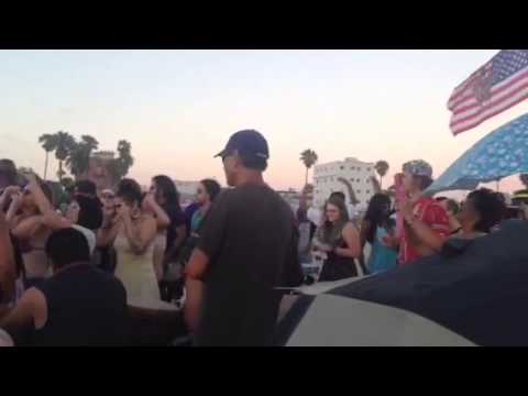 Sunset drum gathering on Venice Beach, California