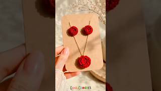 Crochet Red Flowers Necklace Set designs 🌹😍 #crochet #crochetjewelry #shorts